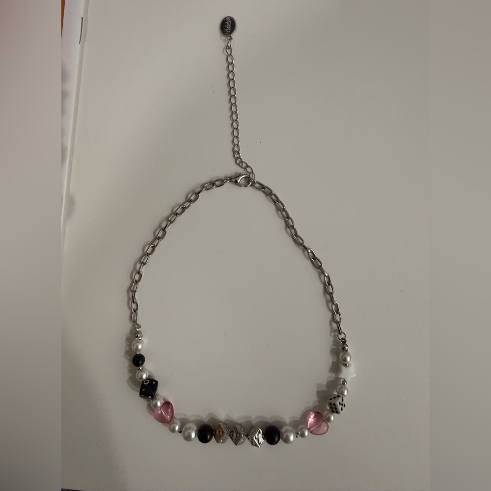 Claire’s multicolor mixed media choker necklace w/ dice, hearts (bought in ‘22)